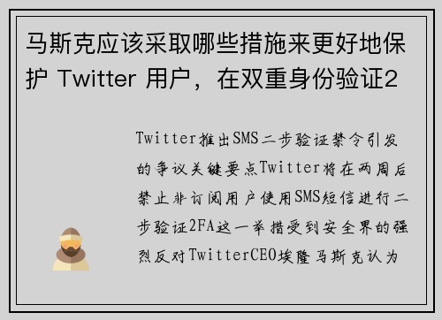 马斯克应该采取哪些措施来更好地保护 Twitter 用户,在双重身份验证2FA取消后? 媒体